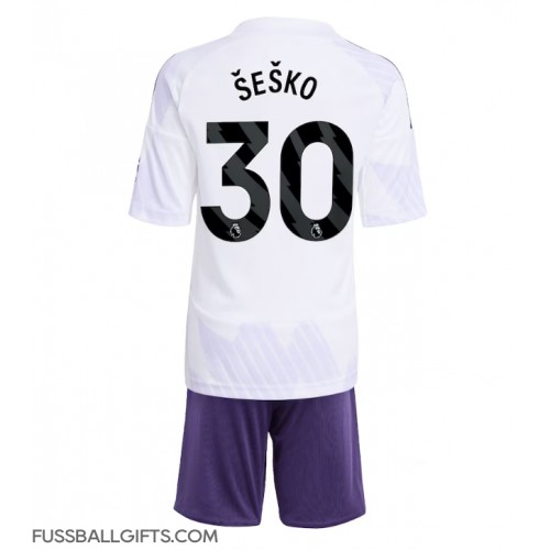 Manchester United Benjamin Sesko #30 Fußballbekleidung Auswärtstrikot Kinder 2025-26 Kurzarm (+ kurze hosen)